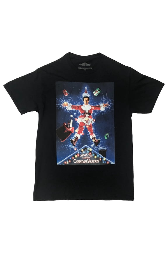 Christmas Vacation Mens Black Clark Griswold Santa Holiday T-Shirt Shirt Medium