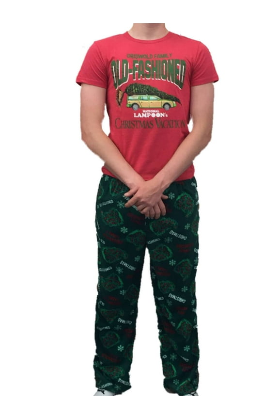 Christmas Vacation Mens Griswold Sleep Set Fleece Lounge Pants T-Shirt Pajamas S