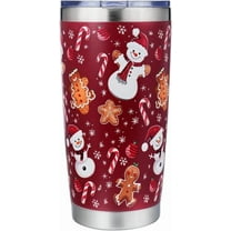 Christmas Vacation Movie Tumbler, 20 oz Stainless Steel, Snowman Holiday Coffee Mug (Red)