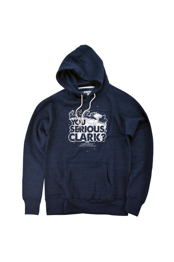 Christmas Vacation You Serious Clark? Unisex Adult Slim Fit Pull-Over Heather Hoodie, Navy, Medium
