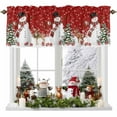 thumbnail image 1 of Christmas Valance Curtain for Windows Winter Snowman Xmas Tree Deer Snowflakes Red Curtain Valances Short Window Treatments Panels for Kitchen Bathroom Laundry Room Basement 42 x 12 Inch, 1 of 7