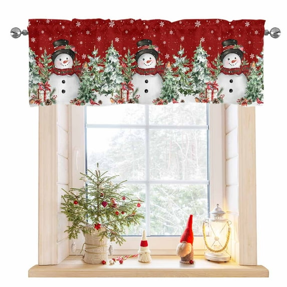 Christmas Valance Snowman Kitchen Valance for Window,54" x 18",Rod Pocket Decoration Xmas for Bedroom Living Kid Room