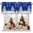 thumbnail image 1 of Christmas Valance for Windows,Christmas Winter Snowflakes Blue Xmas Ball Ornaments White Xmas Tree Window Treatments 1 Panel Short Curtains for Kitchen Windows Bathroom Bedroom,54 x 18 Inch, 1 of 6