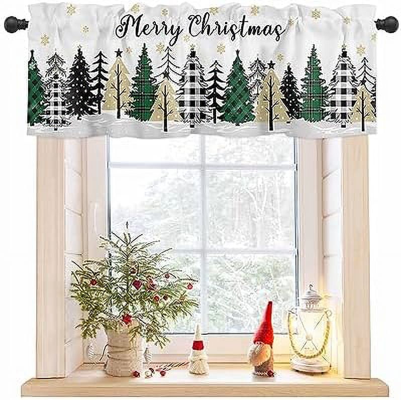 Christmas Valance for Windows Merry Christmas Tree Curtains Valances