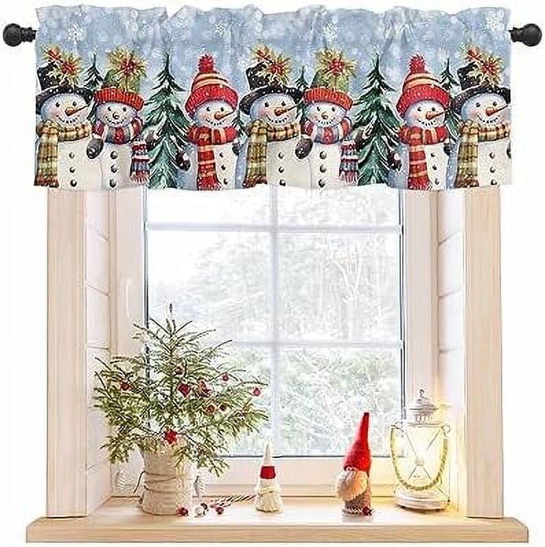 Christmas Valance for Windows Snowman Curtains Valances Rod Pocket
