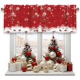 thumbnail image 1 of Christmas Valance for Windows,Winter Snowflakes Merry Christmas Ball Ornaments Xmas Snowflake Sparkle Red Window Treatments 1 Panel Short Curtains for Kitchen Windows Bathroom Bedroom,54 x 18 Inch, 1 of 5