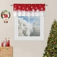 thumbnail image 1 of Christmas Valance for Windows,Winter Snowflakes Ornaments Xmas Snowflake Red and White Window Treatments 1 Panel Short Curtains for Kitchen Windows Bathroom Bedroom, 54 x 18 inch, 1 of 5