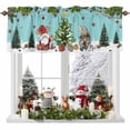 thumbnail image 1 of Christmas Valances for Windows, 42 x 18in, Winter Santa Gnome Pine Tree Xmas Star Snowfall Teal Rod Pocket Kitchen Valance Curtain Light Filtering Window Treatments for Living Room Bedroom, 1 Panel, 1 of 7
