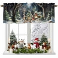thumbnail image 1 of Christmas Valances for Windows, 54 x 18in, Snowflakes Evergreen Bonfire Fox Cartoon Rod Pocket Kitchen Valance Curtain Light Filtering Window Treatments for Living Room Bedroom, 1 Panel, 1 of 7