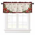 thumbnail image 1 of Christmas Valances for Windows Cardinal Pine Leaf Berry Floral Linen Red Plaid Rod Pocket Curtain Valance Window Treatment Short Curtains for Kitchen Living Room, 60"x14", 1 of 5