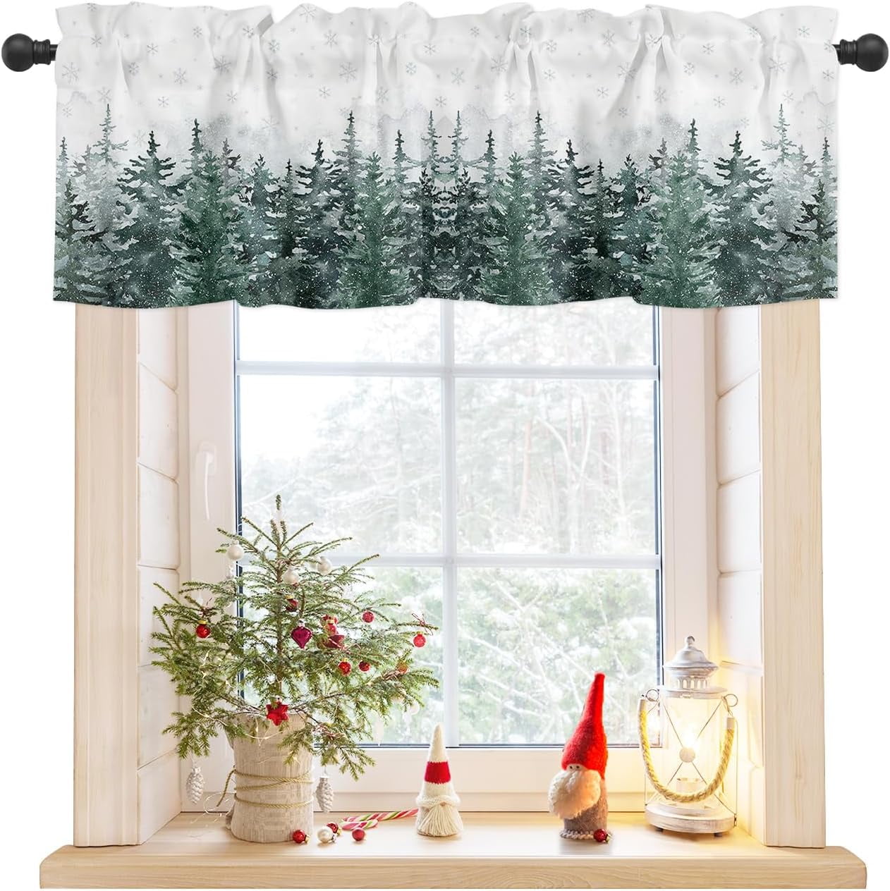 Tree Of Life Window Valances – 2 Panels Rod Pocket Curtains, Forest Stream Butterfly Design, 54x18 Inch, Light Filtering For Kitchen, Bathroom, Bedroom