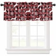 thumbnail image 1 of Christmas Valances for Windows, Red Black Plaid Reindeer Pine Tree Leaf Snowflakes Light Filtering Window Treatment Valances, Rod Pocket Small Curtains for Kitchen/Bathroom, 42"x18", 1 of 9