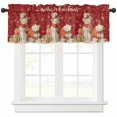 thumbnail image 1 of Christmas Valances for Windows, Snowflakes Retro Joy Snowman Polar Bear Red Light Filtering Window Treatment Valances, Rod Pocket Small Curtains for Kitchen/Bathroom, 54"x18", 1 of 9