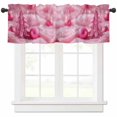 thumbnail image 1 of Christmas Valances for Windows, Winter Pink Christmas Tree Xmas Ball Snow Light Filtering Window Treatment Valances, Rod Pocket Small Curtains for Kitchen/Bathroom, 42"x18", 1 of 9