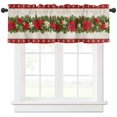 thumbnail image 1 of Christmas Valances for Windows, Xmas Floral Poinsettias Pine Leaf Snowflakes Linen Light Filtering Window Treatment Valances, Rod Pocket Small Curtains for Kitchen/Bathroom, 42"x12", 1 of 9