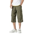 thumbnail image 1 of Christmas Valentine Holiday Gift Mens Pants Oversized 3/4 Capri Trousers Loose Drawstring Slacks Straight Leg Pants Pockets Trousers Cargo Slacks Solid Color Pants Wide Leg Trousers Sport Slacks, 1 of 5