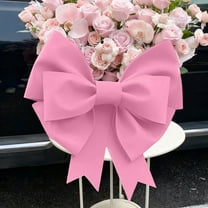 Christmas Valentine's Day Tree Topper Bows, DIY Large Bows for Front Door Flower Wreath, Holiday Bows Ornament for Gift Wrapping Tree Topper, Easy Assembly (Pink, 13.8" * 12")