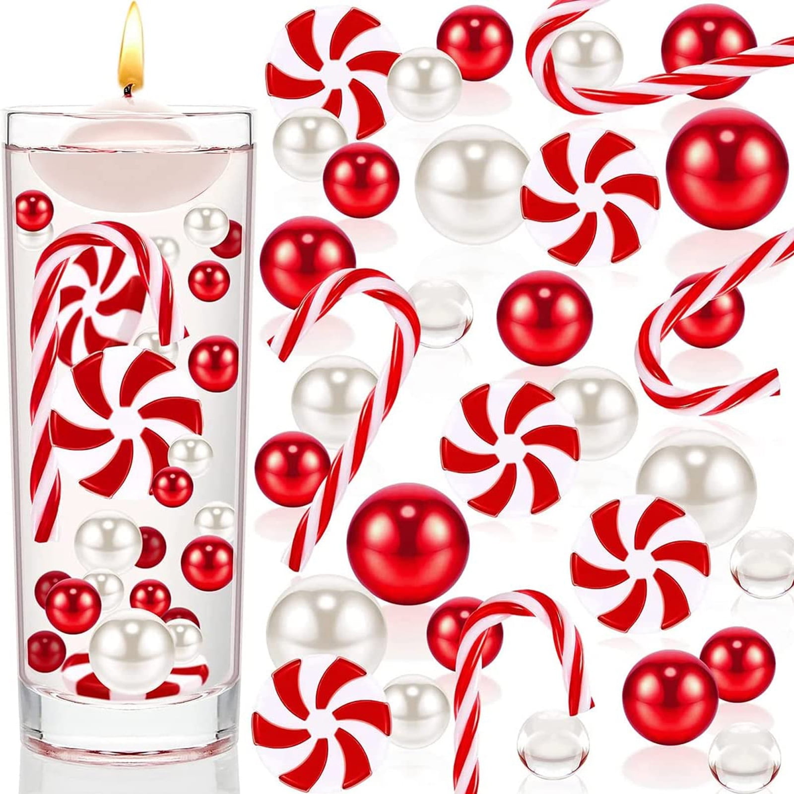 Christmas Candy Cane Red and White Water Bead Table Scatter
