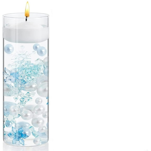Christmas Vase Filler Set for Centerpieces – Holiday Candle Holder Decorations with Floating Pearls, Snowflakes & Hydrogel Beads – Winter Table Decor for Christmas Parties & Home Display
