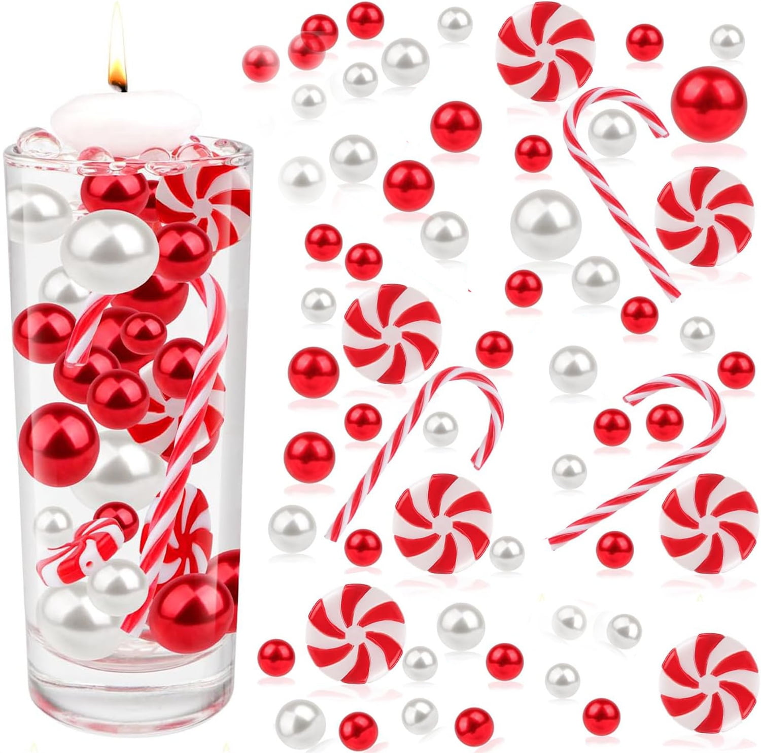 Christmas Candy Cane Red and White Water Bead Table Scatter