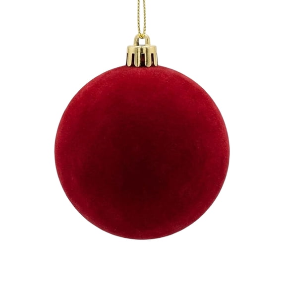 Christmas Velvet Balls, 3.14 Inch Flocked Christmas Hanging Ornaments, A