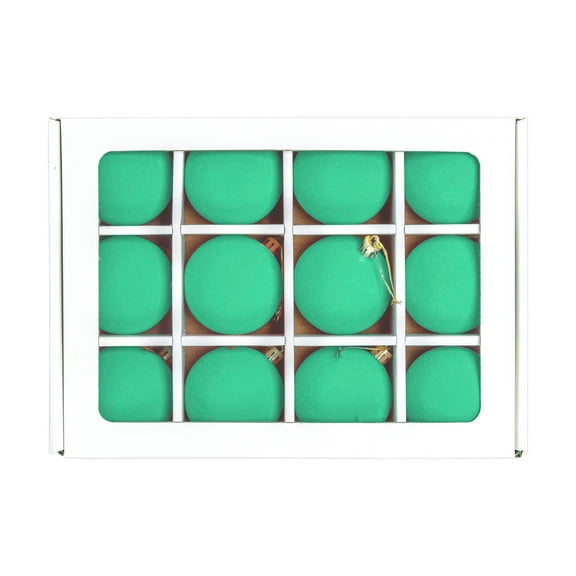 Christmas Velvet Balls Flocked Christmas Hanging Ornaments Handmade Velvet Balls Xmas Tree Bulbs for Wedding Holiday Party 12Pc (Green)