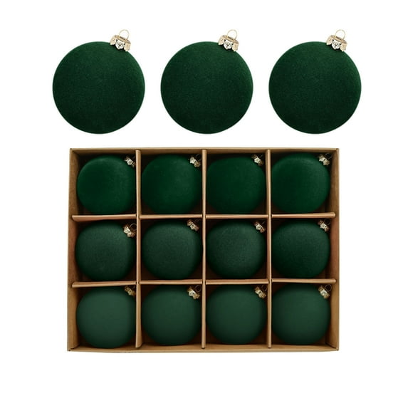 Christmas Velvet Balls, Flocked Christmas Hanging Ornaments Handmade Velvet Balls Xmas Tree Ornaments Xmas Tree Bulbs for Wedding Anniversary Party
