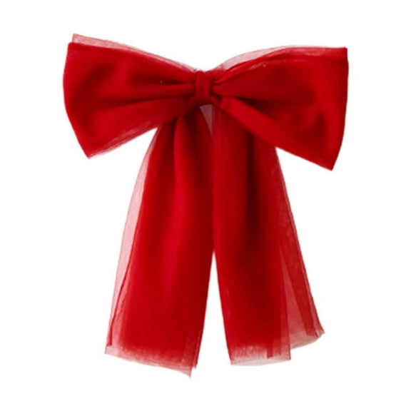 Christmas Velvet Bow Decoration 12 Inch, Large Snow Gauze Ribbon Bows for Christmas Tree, Window, Wedding, Gift Box, Party Scene Layout, Red Green Holiday Decorative Pendant