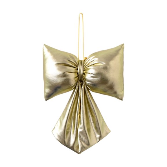 Christmas Velvet Bow Decoration, 9.84 x 7.87 in Polyester Hanging Bow with Hidden Wire Strap, Reusable Large Ornament for Tree, Store Window, Wedding & Party Decor