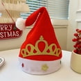 thumbnail image 1 of Christmas Velvet Crown Hat Red Non Woven Fabric Holiday Hat Decoration for Mantel Shelf Table Christmas Party Family Photos Santa Claus Festive Holiday Decor 11.02 x 14.96 Inch, 1 of 5