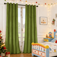 Christmas Velvet Curtains 2 Panels, 8 Metal Grommet Top Window Drapes ...