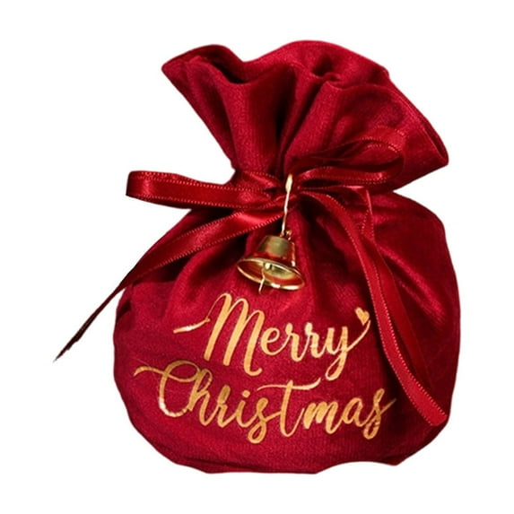 Christmas Velvet Drawstring Bag for Holiday Gift Packaging, Soft Cloth Storage Bag for Christmas Eve Celebrations and Festive Decorations