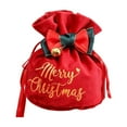 thumbnail image 1 of Christmas Velvet Drawstring Gift Bag, Red & Green Festive Pouch for Christmas Eve Presents, Candy & Holiday Decor (5.91×4.72×4.72in), 1 of 5