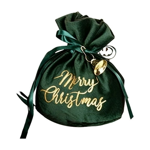 Christmas Velvet Drawstring Gift Bag – Reusable Red and Green Pouch for Christmas Eve Treats, Jewelry or Holiday Packaging
