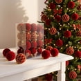 thumbnail image 1 of Christmas Velvet Flocked Textured Bauble Set, Mixed Shape Shatterproof Ornaments, for Xmas Tree Home Decor, 1 of 5