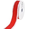 thumbnail image 1 of Homeford Christmas Velvet Fuzzy Edge Wired Ribbon, Red, 1-1/2-inch, 10-yard, 1 of 4
