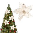 thumbnail image 1 of Christmas Velvet Magnolia Flowers, Artificial Poinsettia Stems, Velvet Texture, Christmas Tree Ornaments, Home Table Decorations For Holiday Party Decor White, 1 of 5