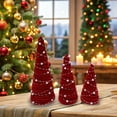 thumbnail image 1 of Christmas Velvet Ornaments 3 Piece Set, Holiday Tree Tray Table Shelf Decorations, Festive Scene Ornaments For Indoor Home Office Desktop Seasonal Holiday Display, 1 of 6