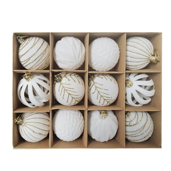 Christmas Velvet Ornaments Set, 12 Pcs 2.36" Shatterproof Vintage Neutral Farmhouse Xmas Ornaments, for Christmas Tree Home Decor Indoor Outdoor