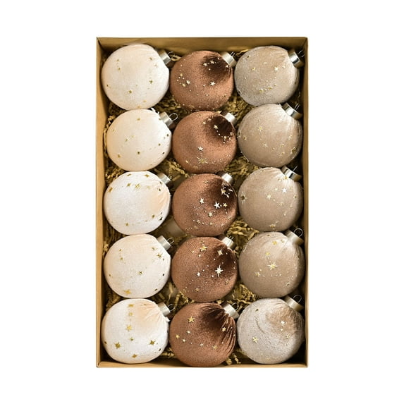 Christmas Velvet Ornaments, Set of 15 Exquisite Flocked Silk Velvet Hanging Balls with Metal Buckle for Tree, Door, Wall, and Holiday Décor