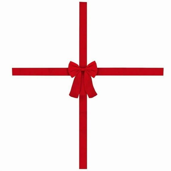 Christmas Velvet Red Cabinet Door Ribbon Bows Gate Door Christmas Wreath Bow Festival Wrapping Decor for Christmas Tree Fireplace Home Front Door Party Supplies 13FT