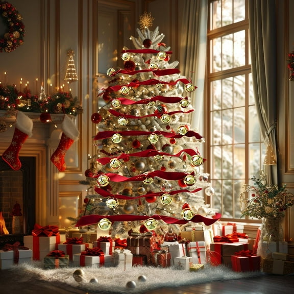 Christmas Velvet Ribbon 9FT Red Decorative Cloth Garland for Tree Staircase Fireplace Holiday Decor Twisted Bow Making