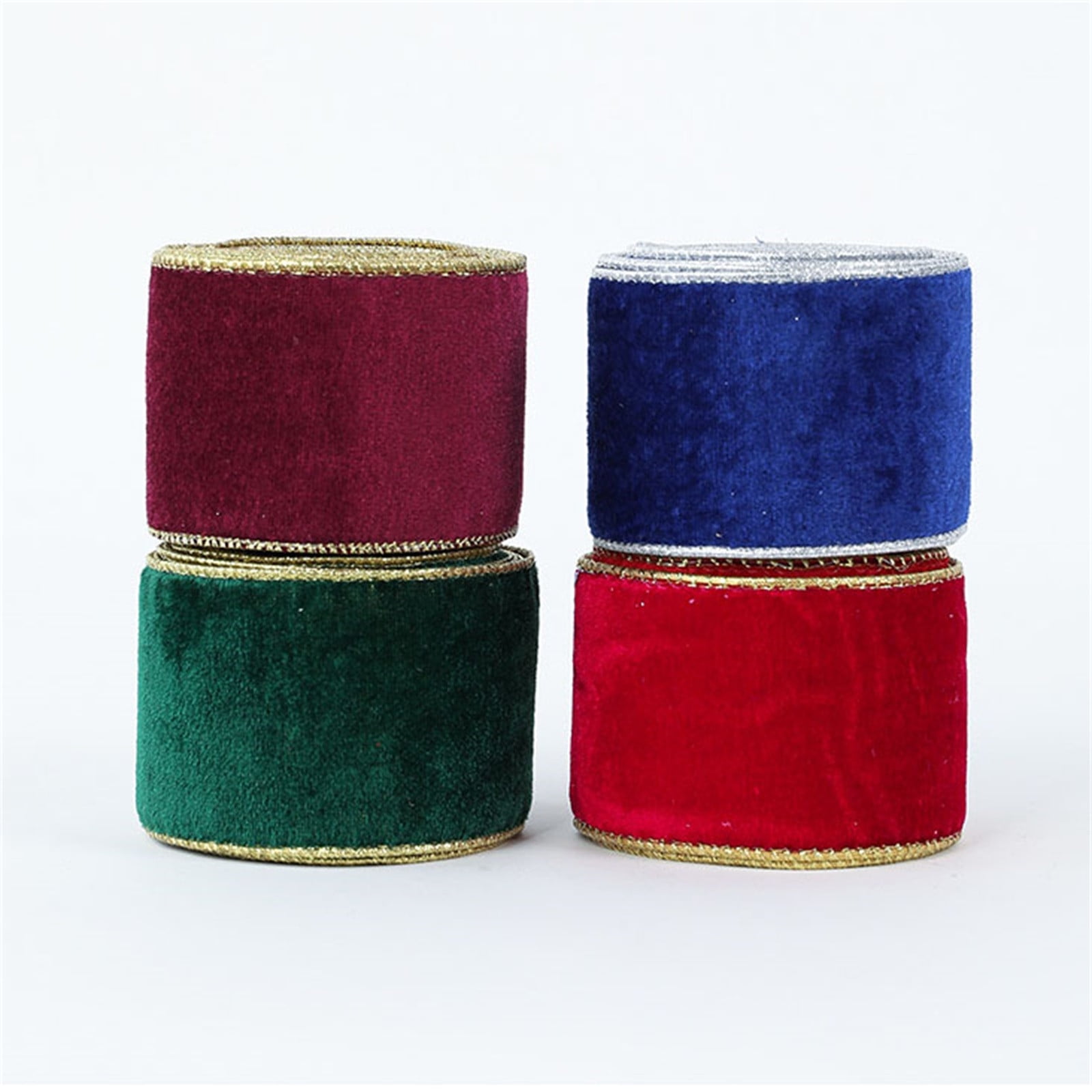 Christmas Velvet Ribbon Wired, 5.5 Yards 2.5 Inch Wide Double Faced Velvet Glitter Ribbon for Christmas Tree Garland, Gift Wrapping, Wreath Bow, Outdoor Decoration