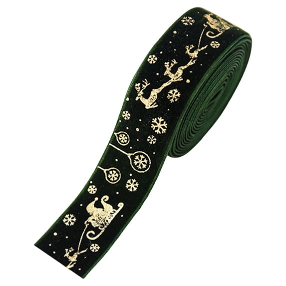 Christmas Velvet Ribbon, Wired Edge Ribbon, Holiday Bow Making Strip, Holiday Wired Ribbon, Festive Tree Decorating Trim, Merry Christmas Ribbon for Gift Packaging Wrapping Craft Decoration