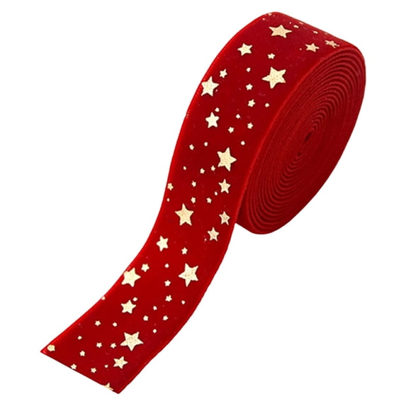 Christmas Velvet Ribbon, Wired Edge Ribbon, Holiday Bow Making Strip, Holiday Wired Ribbon, Festive Tree Decorating Trim, Merry Christmas Ribbon for Gift Packaging Wrapping Craft Decoration