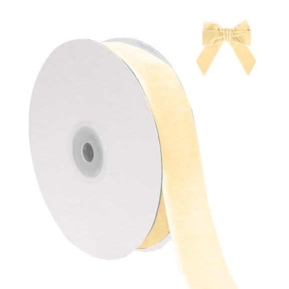 Christmas Velvet Ribbon for Wrapping Tree Ornaments Wedding Invitations Party 1 Inch Wide 10 Yards Total Thin Craft Wrapping, 914x2.5 cm, Yellow
