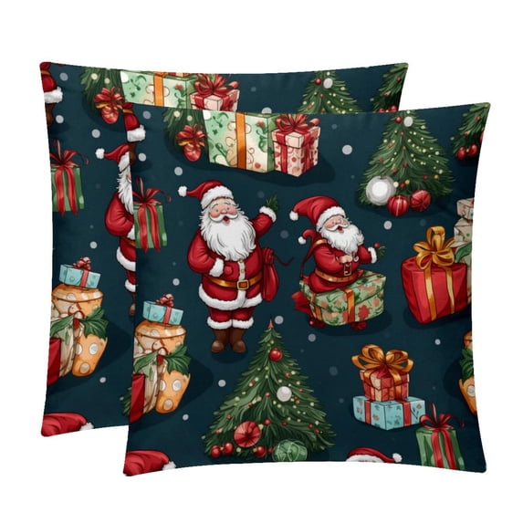 Christmas Velvet Throw Pillow Covers Set of 2 - 16x16, 18x18, 20x20 Inches - Unique Patterns - Bed Pillow Inserts Included for Various Occasions