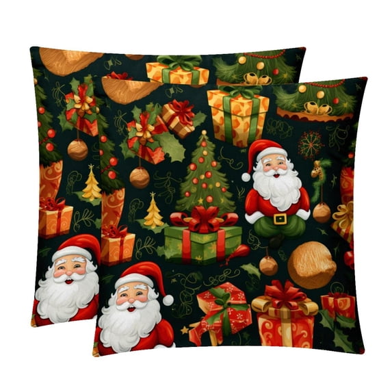 Christmas Velvet Throw Pillow Covers with Unique Patterns - Set of 2 Throw Pillow Inserts Included for Home Decor, 16x16, 18x18, 20x20 Inches