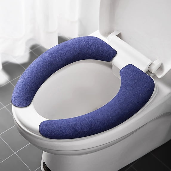 Christmas Velvet Toilet Seat Cushion, 14.56"x5.51" Adhesive Removable Cover, Machine Washable Festive Bathroom Pad, Universal Fit Standard Toilet Seat Warmers, 1-Pair Holiday Bathroom Accessory