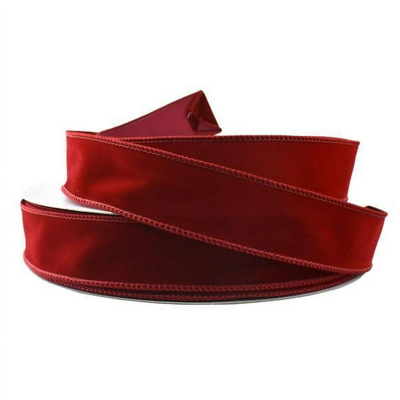 Christmas Velvet Wired Edge Ribbon, 1-1/2-Inch, 50-Yard - Scarlet